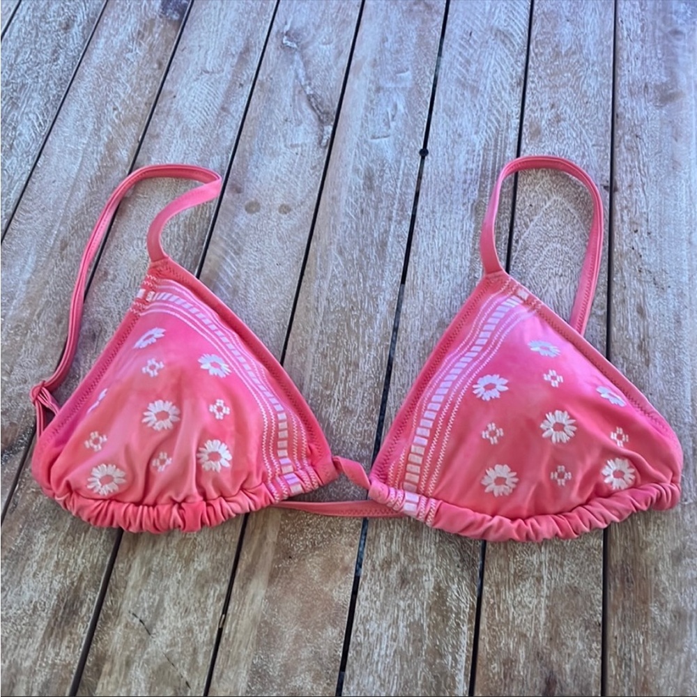 Aerie Triangle Floral Embroidered Bikini Top
